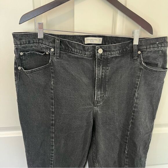Abercrombie and Fitch The Skinny High Rise 35/20R Black Split Raw Hem **Plus - Picture 6 of 15